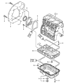 Yanmar Engine Mounting Flange And Oil Sump Diagram and Parts List for 46G 4X4-1I019G-Before-37AKD710 Cub Cadet Lawn Tractor Accessories